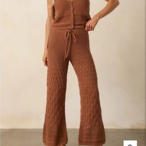Z Supply brown Adia crochet pants and tank top set